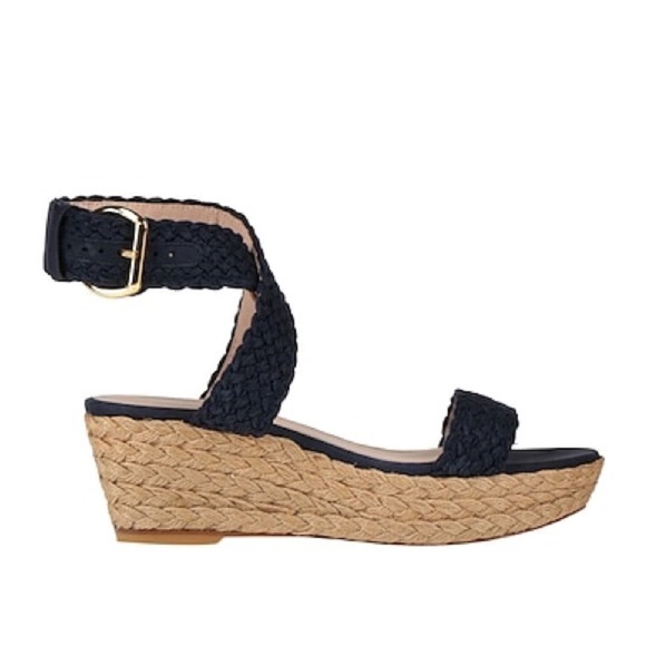 NEW Stuart Weitzman Alex Espadrille Low Wedges Midnight Blue Size 10 - Picture 1 of 11